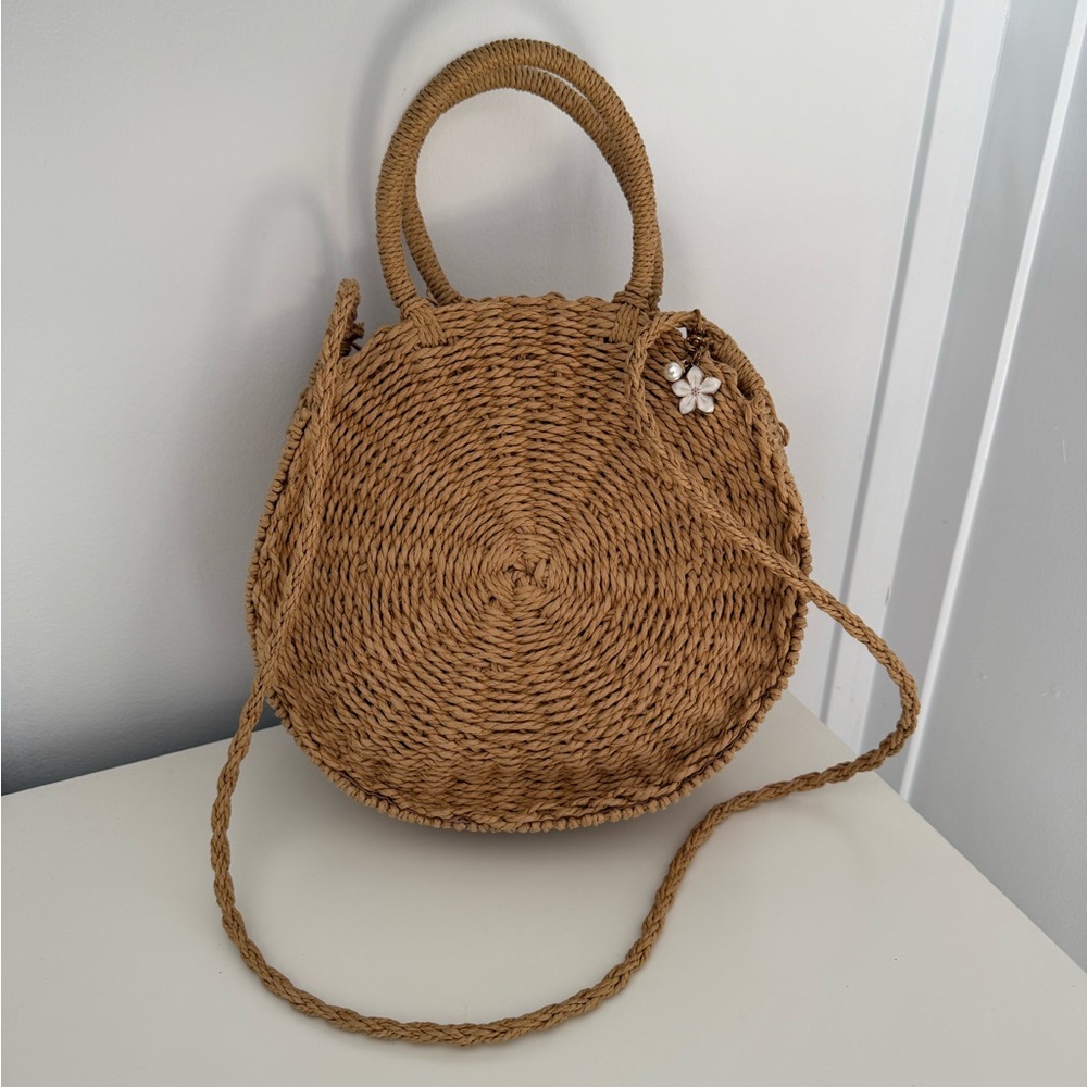 Round Woven Tan Bag